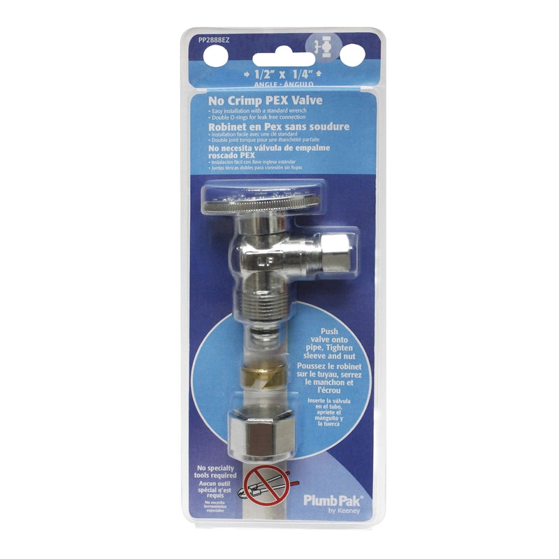 Plumb Pak 1/2 in. PEX in. X 1/4 in. Compression Brass Angle Valve