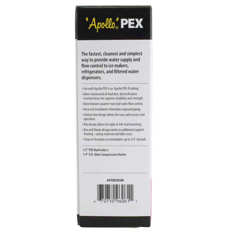 Apollo 1/2 in. D Ice Maker PEX Barb Ice Maker Outlet Box