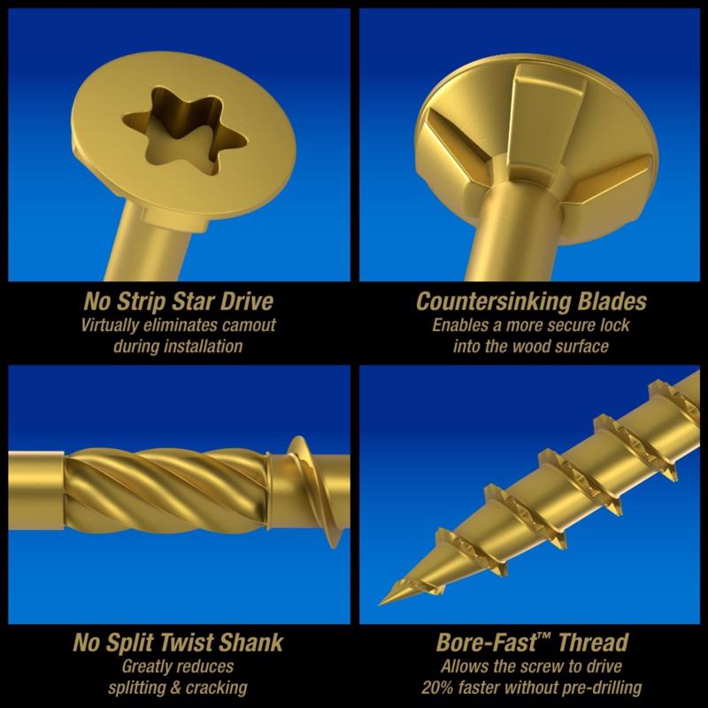 HILLMAN Power Pro No. 8 in. X 1-3/4 in. L Bronze Star Flat Head Premium Deck Screws 5 lb 877 pk