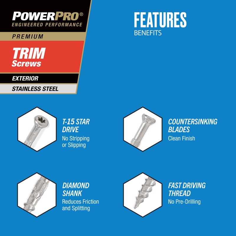 Hillman Power Pro No. 8 X 3 in. L Star Ceramic Screws 5 lb 515 pk