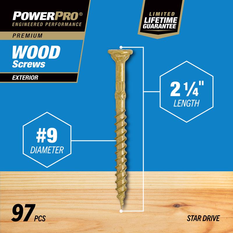 HILLMAN Power Pro No. 9 in. X 2-1/4 in. L Bronze Star Flat Head Premium Deck Screws 1 lb 113 pk