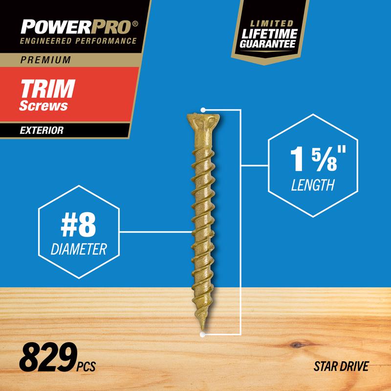 Hillman Power Pro No. 8 X 1-5/8 in. L Star Bronze Ceramic Screws 5 lb 1023 pk