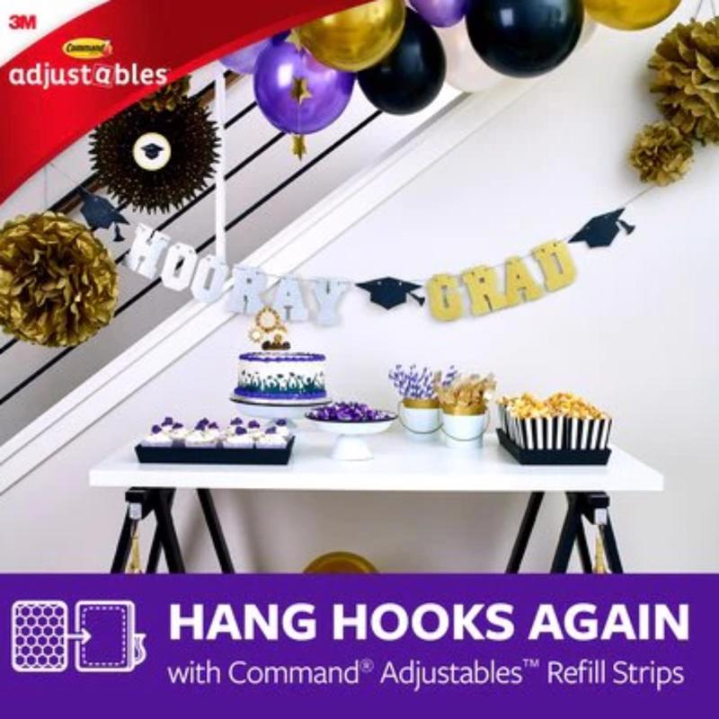 3M Command Adjustables Small Plastic Refill Strips 1.32 in. L 18 pk