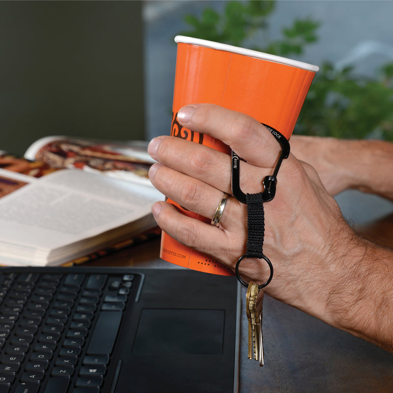 Nite Ize SlideLock 1.5 in. D Stainless Steel Black Carabiner Key Ring