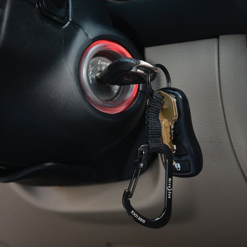 Nite Ize SlideLock 1.5 in. D Stainless Steel Black Carabiner Key Ring
