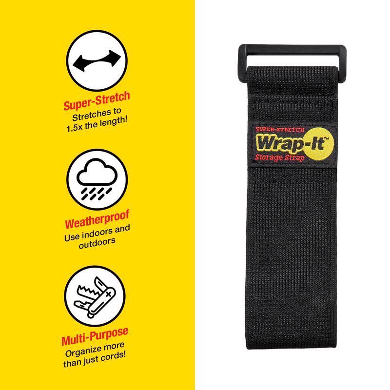 Wrap-It Super-Stretch 2 in. W X 12 in. L Black Stretch Storage Straps 10 lb 4 pk