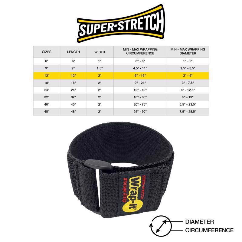 Wrap-It Super-Stretch 2 in. W X 12 in. L Black Stretch Storage Straps 10 lb 4 pk