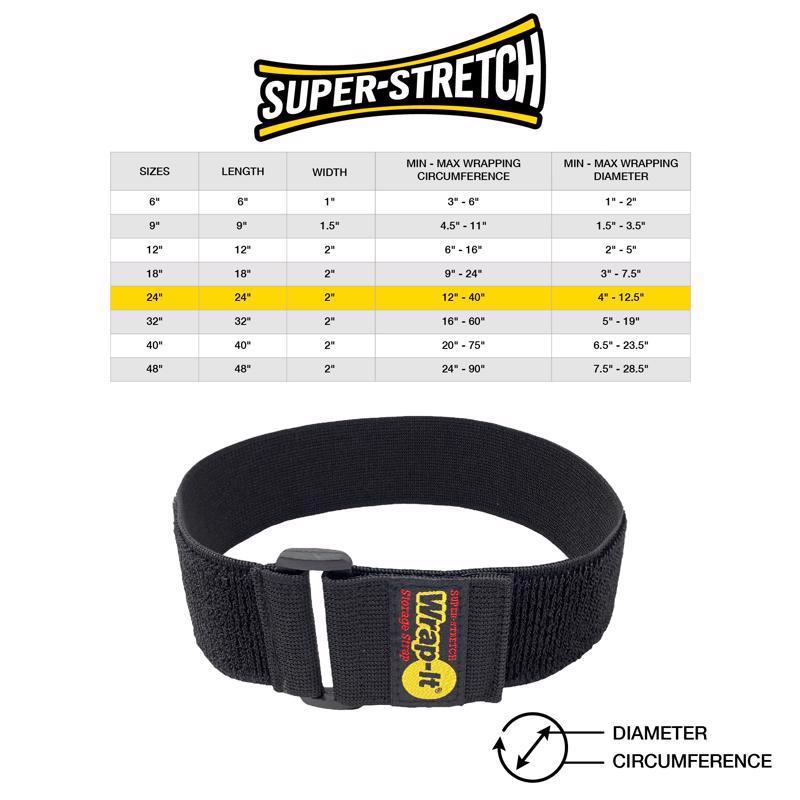 Wrap-It Super-Stretch 2 in. W X 24 in. L Black Stretch Storage Straps 10 lb 2 pk