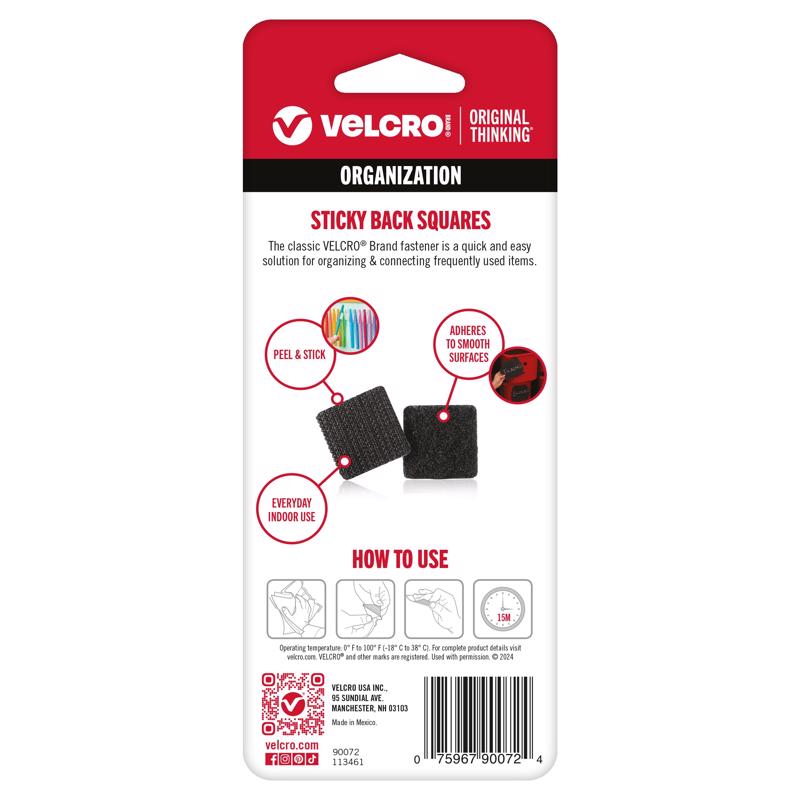 VELCRO Brand Sticky Back Small Nylon Hook and Loop Fastener 7/8 in. L 12 pk