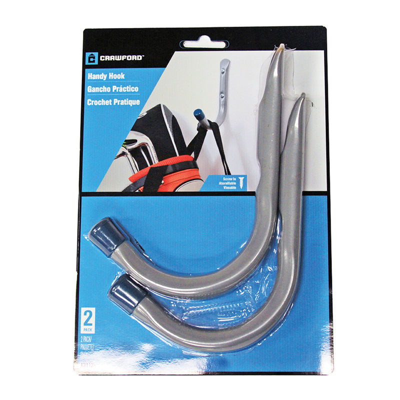 Crawford 4 in. L Powder Coated Gray Steel Handy Hanger Holder 2 pk