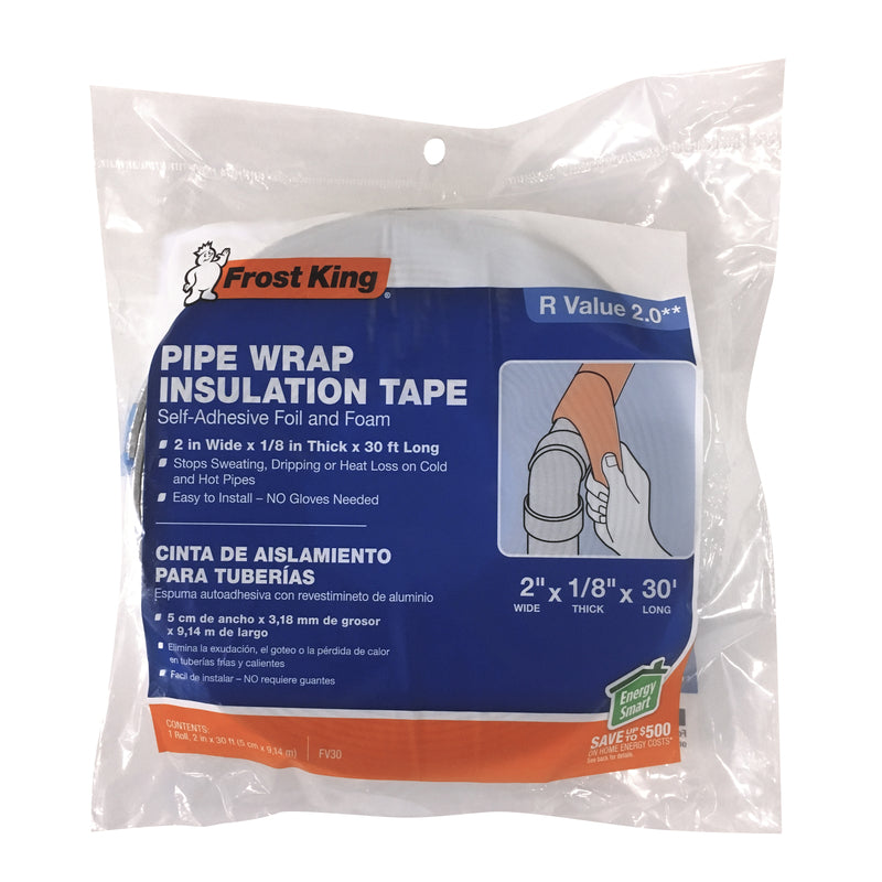 Frost King 2 in. W X 30 ft. L 2.0 Reflective Fiberglass Pipe Insulation Wrap Roll 5 sq ft