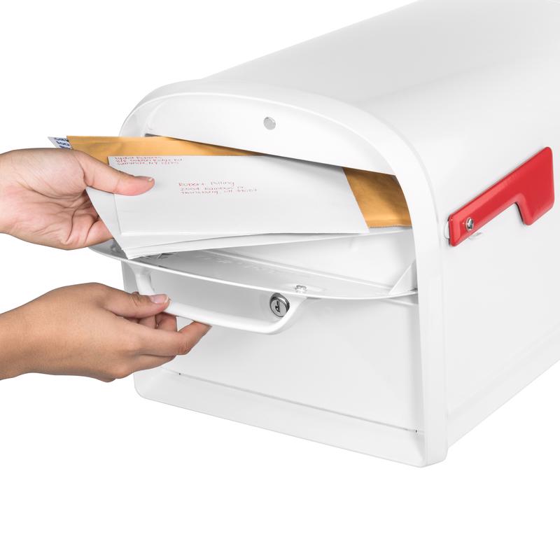 Architectural Mailboxes Oasis Classic Galvanized Steel Post Mount White Mailbox