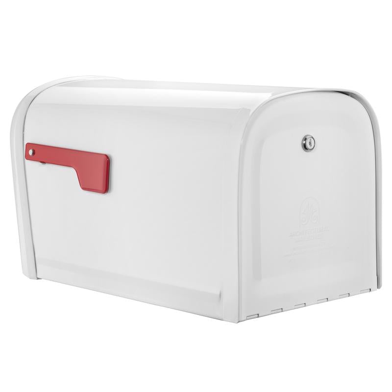 Architectural Mailboxes Oasis Classic Galvanized Steel Post Mount White Mailbox