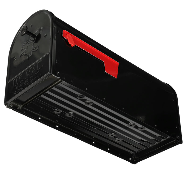 Gibraltar Mailboxes Outback Classic Galvanized Steel Post Mount Black Double Door Mailbox