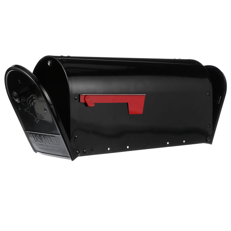 Gibraltar Mailboxes Outback Classic Galvanized Steel Post Mount Black Double Door Mailbox