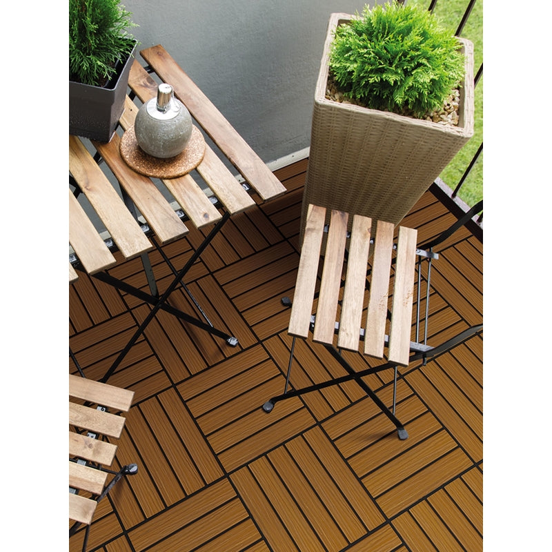 Aura 12 in. W X 12 in. L Honey Teak Composite Balcony/Deck Tiles 6 sq ft