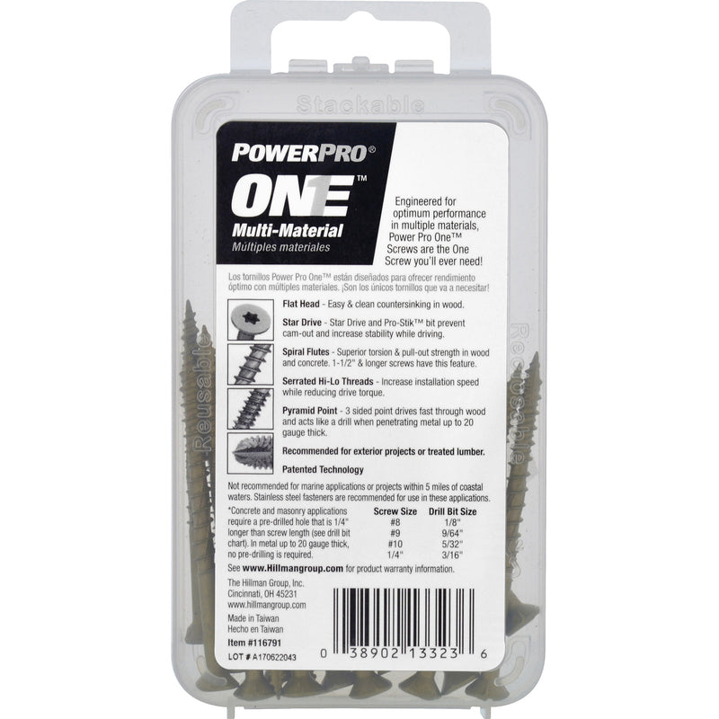 HILLMAN POWERPRO ONE No. 8 X 2-1/2 in. L Star Flat Head Multi-Material Screw 20 pk