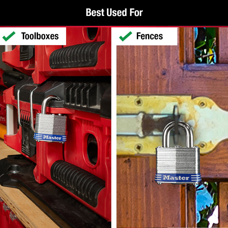 Master Lock 2 25/64 in. H X 1-9/16 in. W Laminated Steel 4-Pin Cylinder Padlock