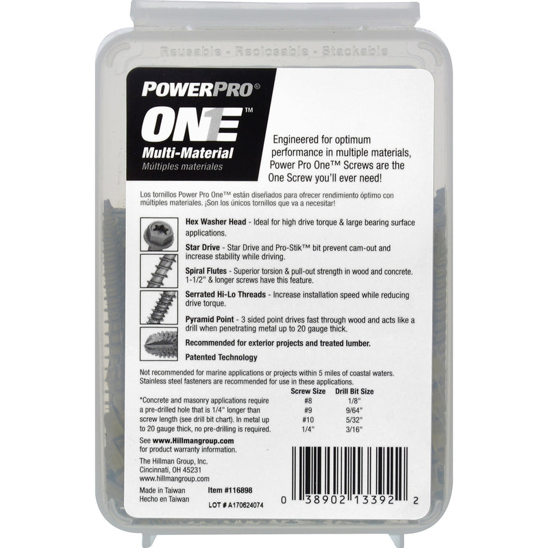 HILLMAN Power Pro No. 10 X 2-3/4 in. L Star Hex Washer Head Multi-Material Screw 1 lb 65 pk