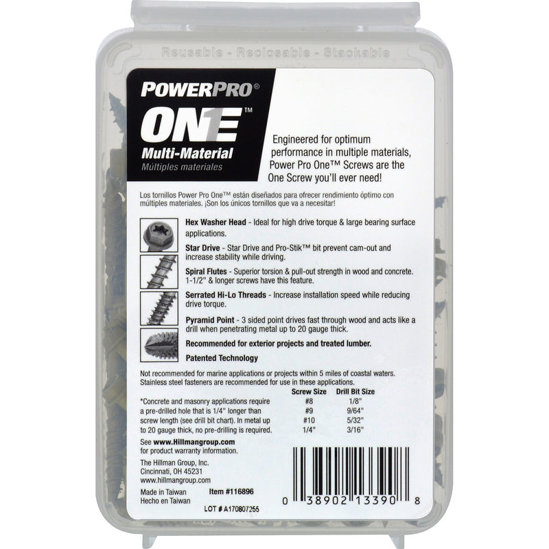 HILLMAN Power Pro No. 10 X 1-3/4 in. L Star Hex Washer Head Multi-Material Screw 1 lb 97 pk