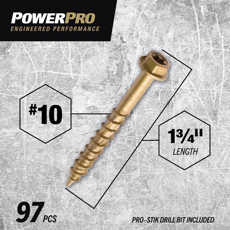 HILLMAN Power Pro No. 10 X 1-3/4 in. L Star Hex Washer Head Multi-Material Screw 1 lb 97 pk