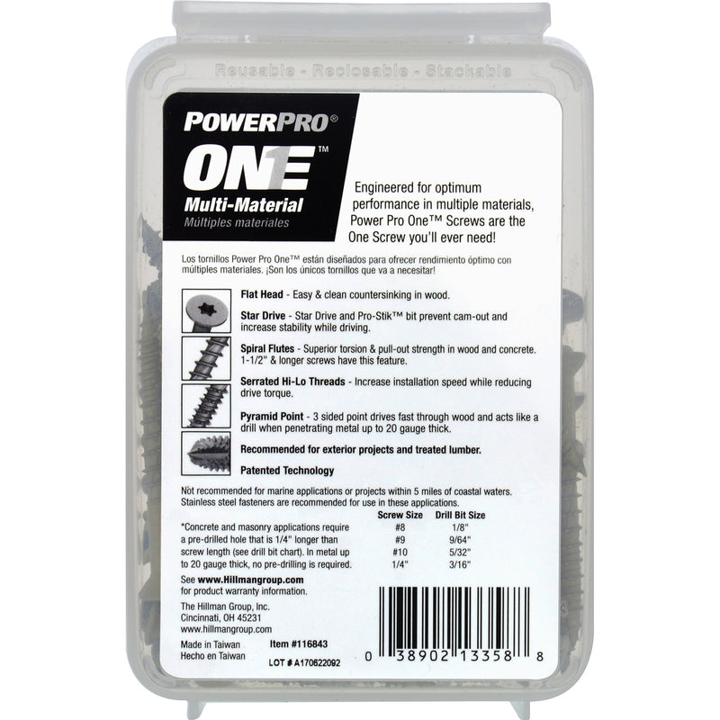 HILLMAN POWERPRO ONE No. 10 X 2 in. L Star Flat Head Multi-Material Screw 1 lb 95 pk