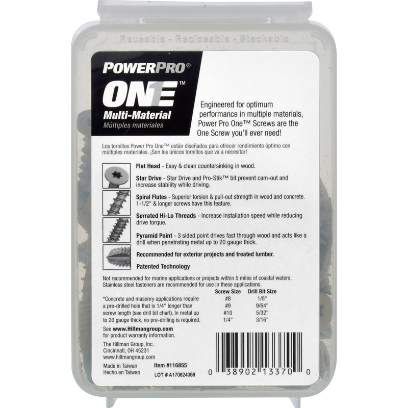 HILLMAN POWERPRO ONE 1/4 in. X 1-3/4 in. L Star Flat Head Multi-Material Screw 1 lb 37 pk