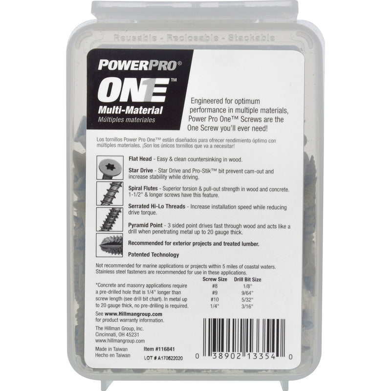 HILLMAN POWERPRO ONE No. 10 X 1-1/2 in. L Star Flat Head Multi-Material Screw 1 lb 122 pk