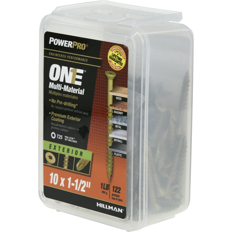 HILLMAN POWERPRO ONE No. 10 X 1-1/2 in. L Star Flat Head Multi-Material Screw 1 lb 122 pk
