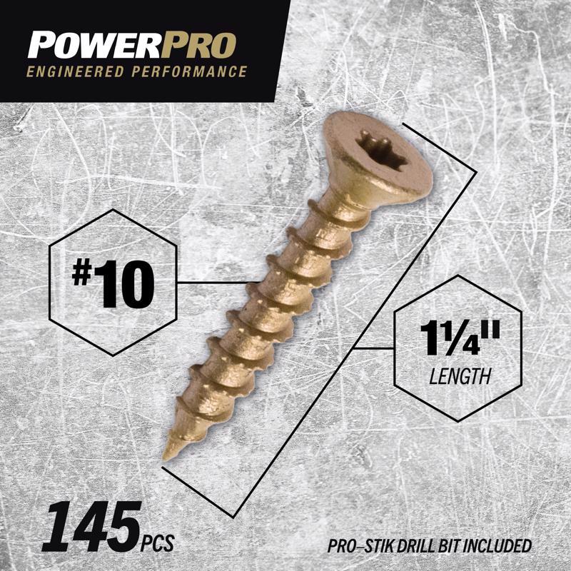 HILLMAN POWERPRO ONE No. 10 X 1-1/4 in. L Star Flat Head Multi-Material Screw 1 lb 133 pk
