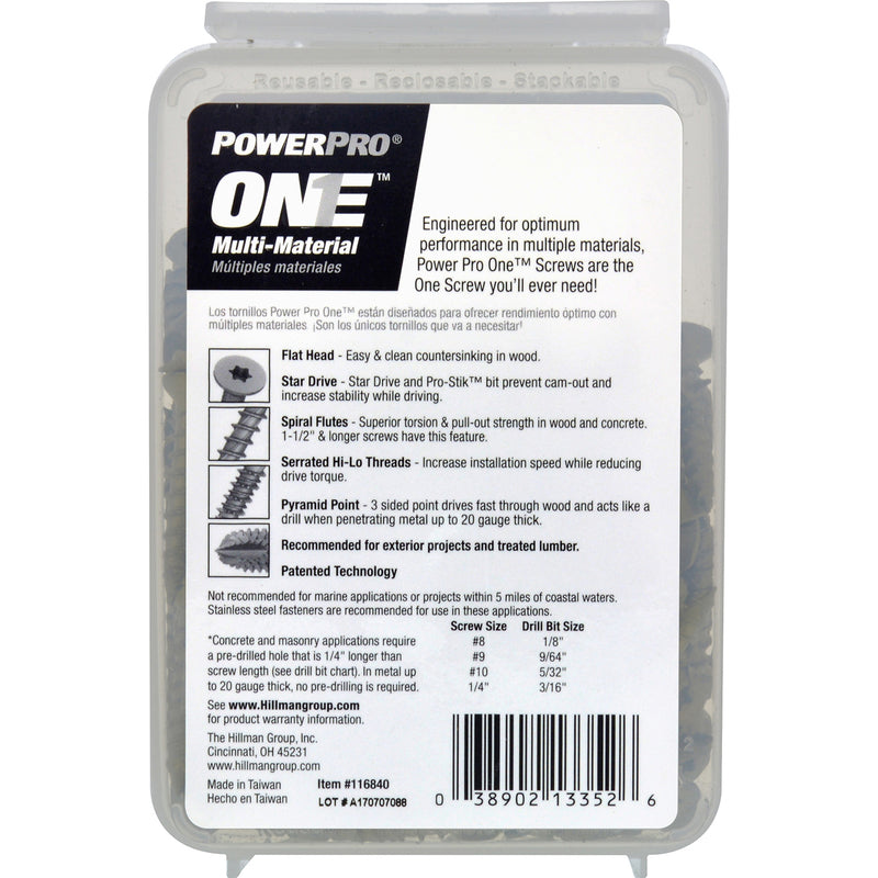 HILLMAN POWERPRO ONE No. 10 X 1-1/4 in. L Star Flat Head Multi-Material Screw 1 lb 133 pk