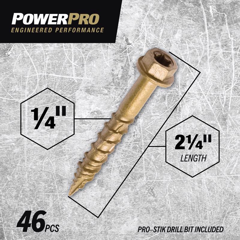 HILLMAN POWERPRO ONE 1/4 in. X 2-1/4 in. L Star Hex Washer Head Multi-Material Screw 1 lb 46 pk