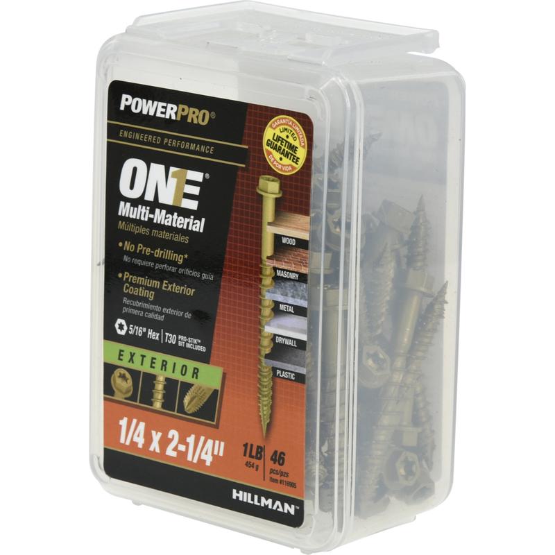 HILLMAN POWERPRO ONE 1/4 in. X 2-1/4 in. L Star Hex Washer Head Multi-Material Screw 1 lb 46 pk