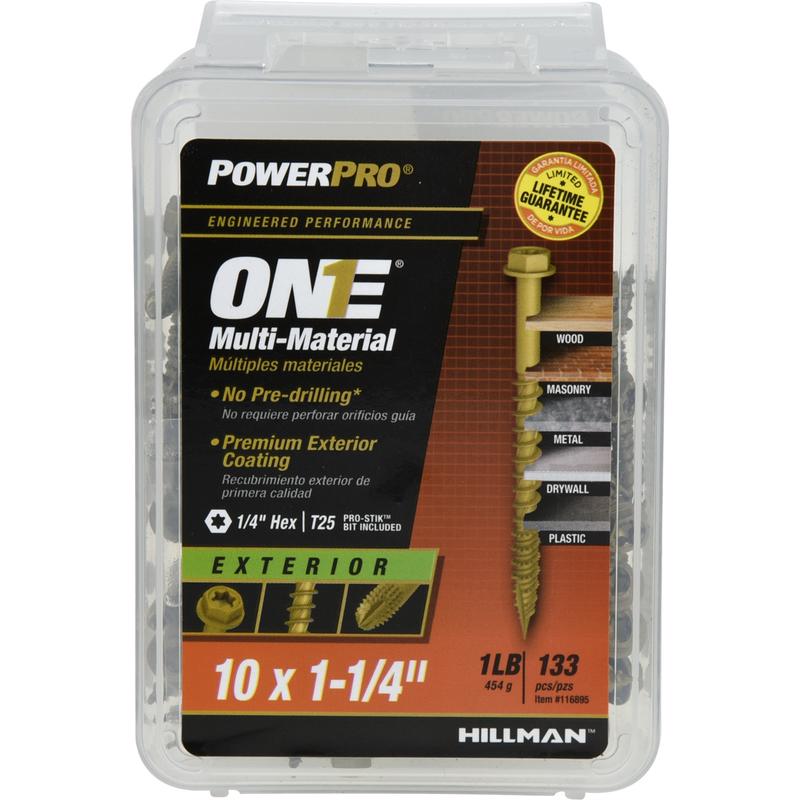HILLMAN Power Pro No. 10 X 1-1/4 in. L Star Hex Washer Head Multi-Material Screw 1 lb 133 pk