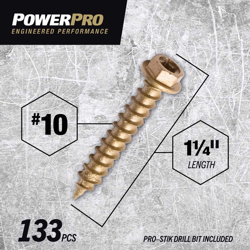 HILLMAN Power Pro No. 10 X 1-1/4 in. L Star Hex Washer Head Multi-Material Screw 1 lb 133 pk