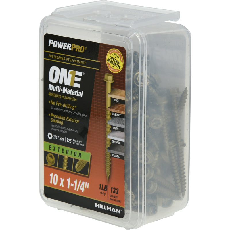 HILLMAN Power Pro No. 10 X 1-1/4 in. L Star Hex Washer Head Multi-Material Screw 1 lb 133 pk