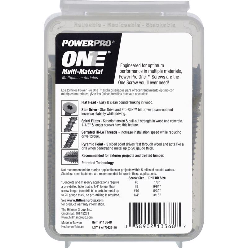 HILLMAN POWERPRO ONE No. 10 X 3-1/2 in. L Star Flat Head Multi-Material Screw 1 lb 53 pk