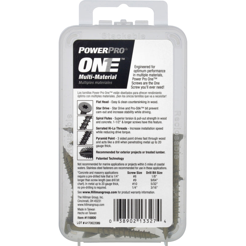 HILLMAN POWERPRO ONE No. 10 X 2 in. L Star Flat Head Multi-Material Screw 15 pk