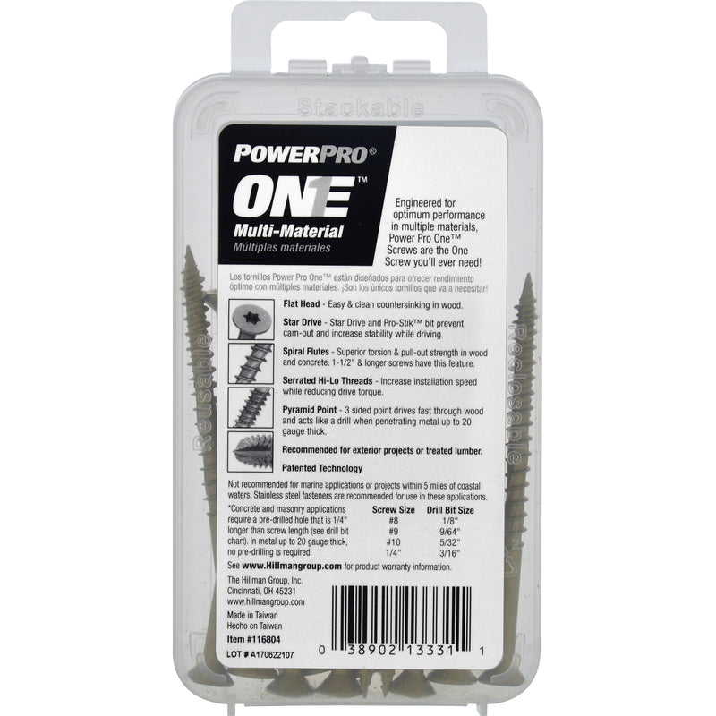 HILLMAN POWERPRO ONE No. 10 X 3 in. L Star Flat Head Multi-Material Screw 15 pk