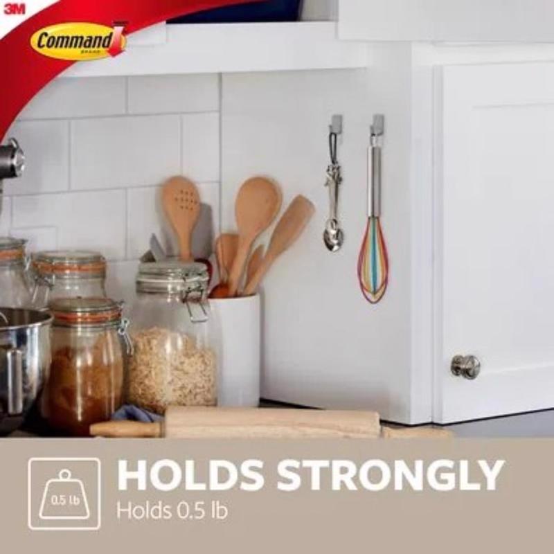 3M Command Stainless Steel Metal Small Hook 0.5 lb. cap. 4 pk