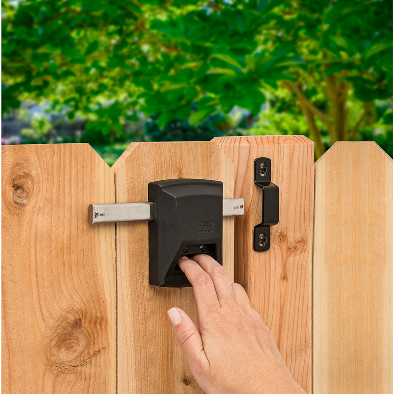 National Hardware SmartKey 3.35 in. L Black Gate Lock