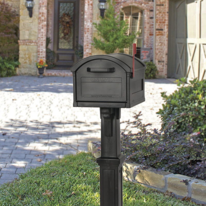 Gibraltar Mailboxes Grand Haven Classic Plastic Post Mount Black Mailbox