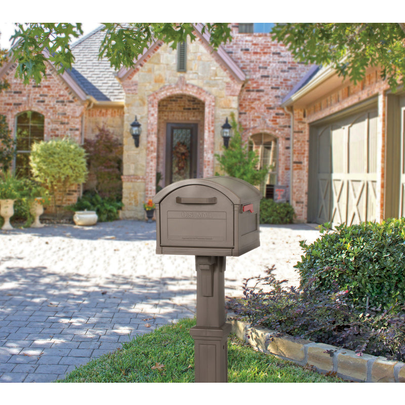 Gibraltar Mailboxes Grand Haven Classic Plastic Post Mount Mocha Mailbox