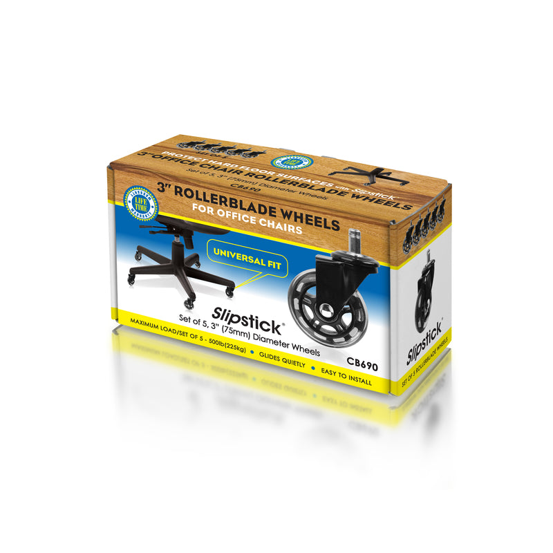 Slipstick 3 in. D Swivel Rubber Caster 500 lb 5 pk