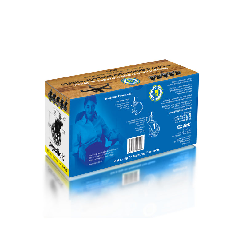 Slipstick 3 in. D Swivel Rubber Caster 500 lb 5 pk