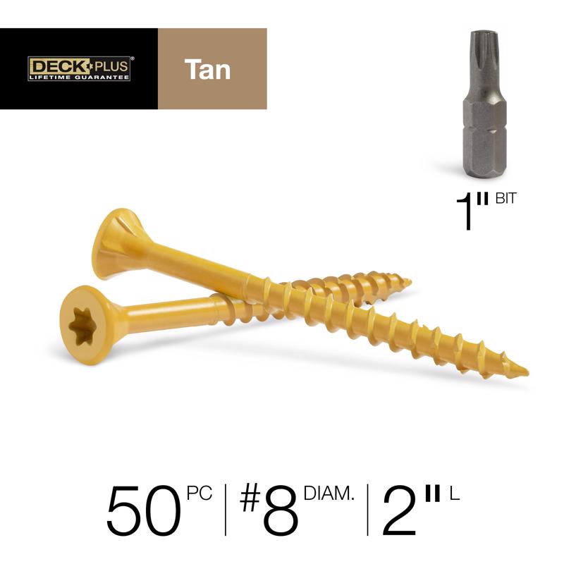 Deck Plus No. 8 X 2 in. L Tan Star Flat Head Exterior Deck Screws 50 pk