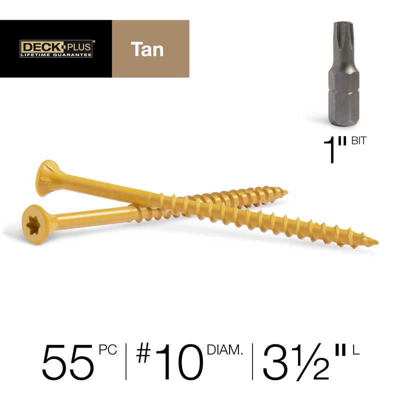 Deck Plus No. 10 X 3-1/2 in. L Tan Star Flat Head Exterior Deck Screws 1 lb