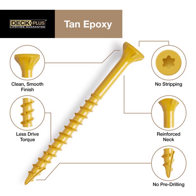 Deck Plus No. 10 X 3-1/2 in. L Tan Star Flat Head Exterior Deck Screws 5 lb
