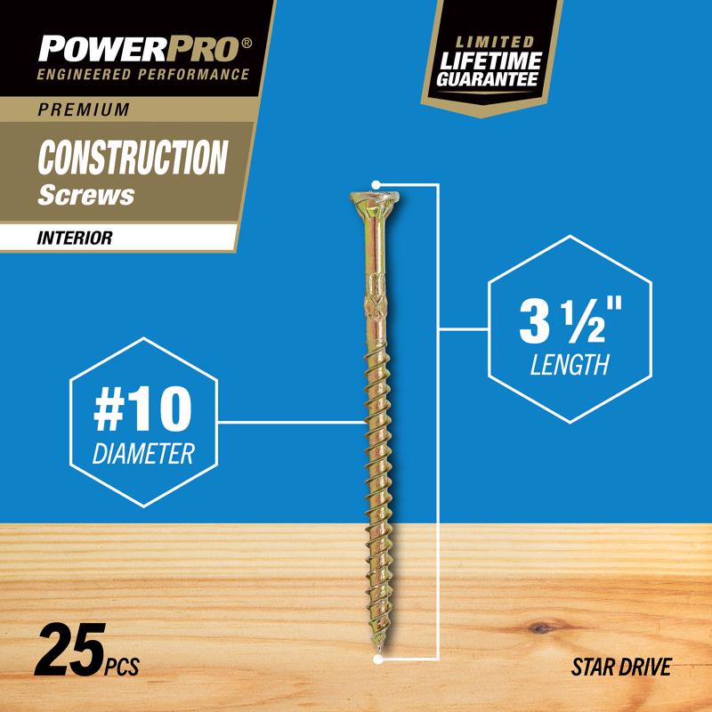 Hillman Power Pro No. 10 X 3-1/2 in. L Star Wood Screws 25 pk