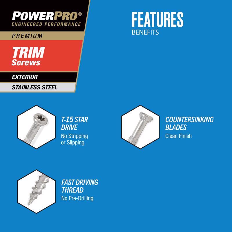 Hillman Power Pro No. 8 X 1-5/8 in. L Star Trim Screws 50 pk
